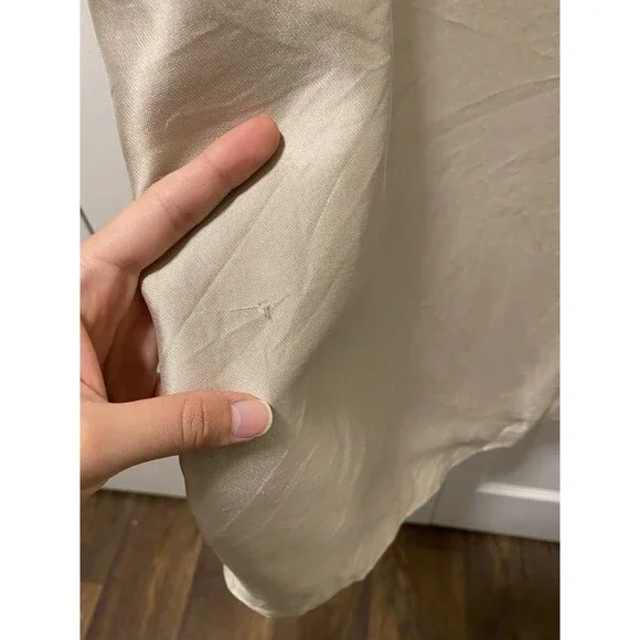 Gilar 100% Silk Fitted Hourglass Silhoutte Lined Sheath Dress Beige -Size 6 - Picture 6 of 14